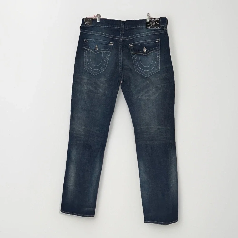 New True Religion Ricky Relaxed Straight Distressed Jean Y2K Men 38 Dark 40x34